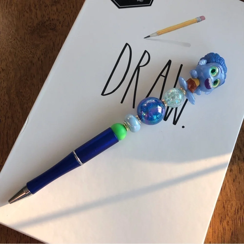 Disney doorables: Luca: Alberto Scorfano as sea monster handmade beaded pen